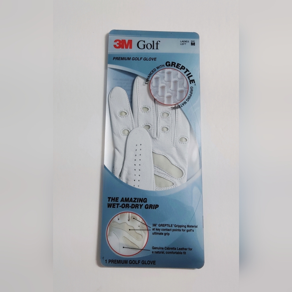 New. White Premium Golf Left Glove. Size M.